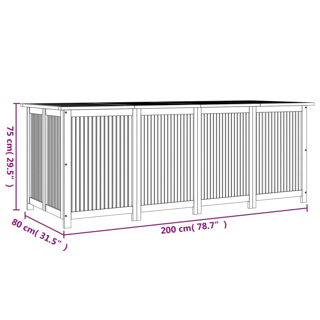 Gartenbox 200x80x75 cm Massivholz Akazie