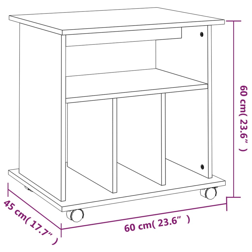 Rolling Cabinet Smoked Oak 60x45x60 cm Wood Material