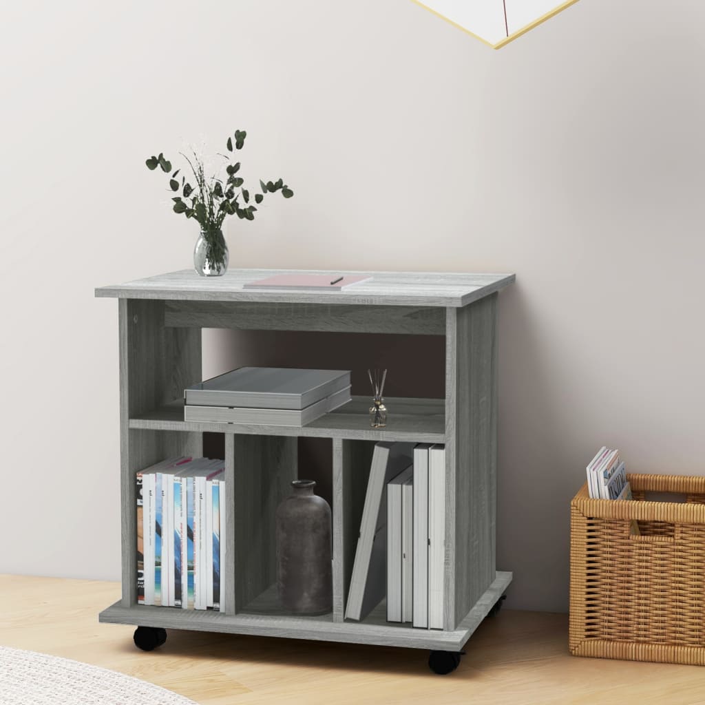 Rolling Cabinet Grey Sonoma 60x45x60 cm Wood Material