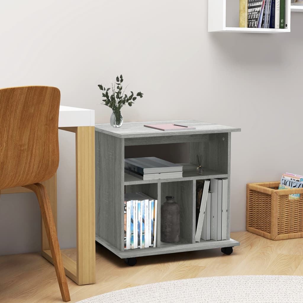 Rolling Cabinet Grey Sonoma 60x45x60 cm Wood Material