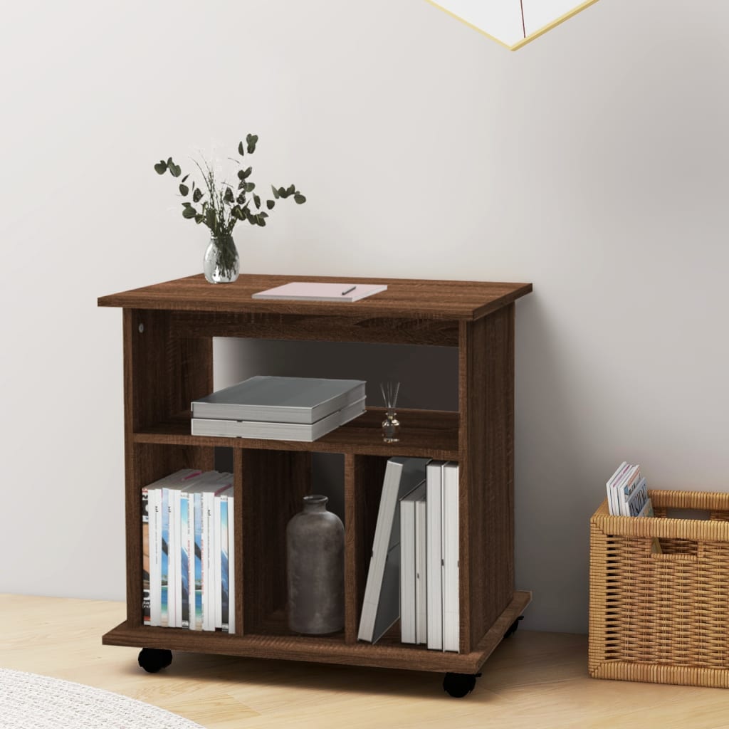 Rolling Cabinet Brown Oak Look 60x45x60 cm Wood Material