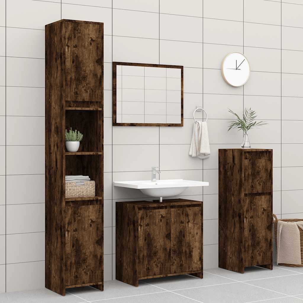 Badschrank Räuchereiche 60x33x61 cm Holzwerkstoff