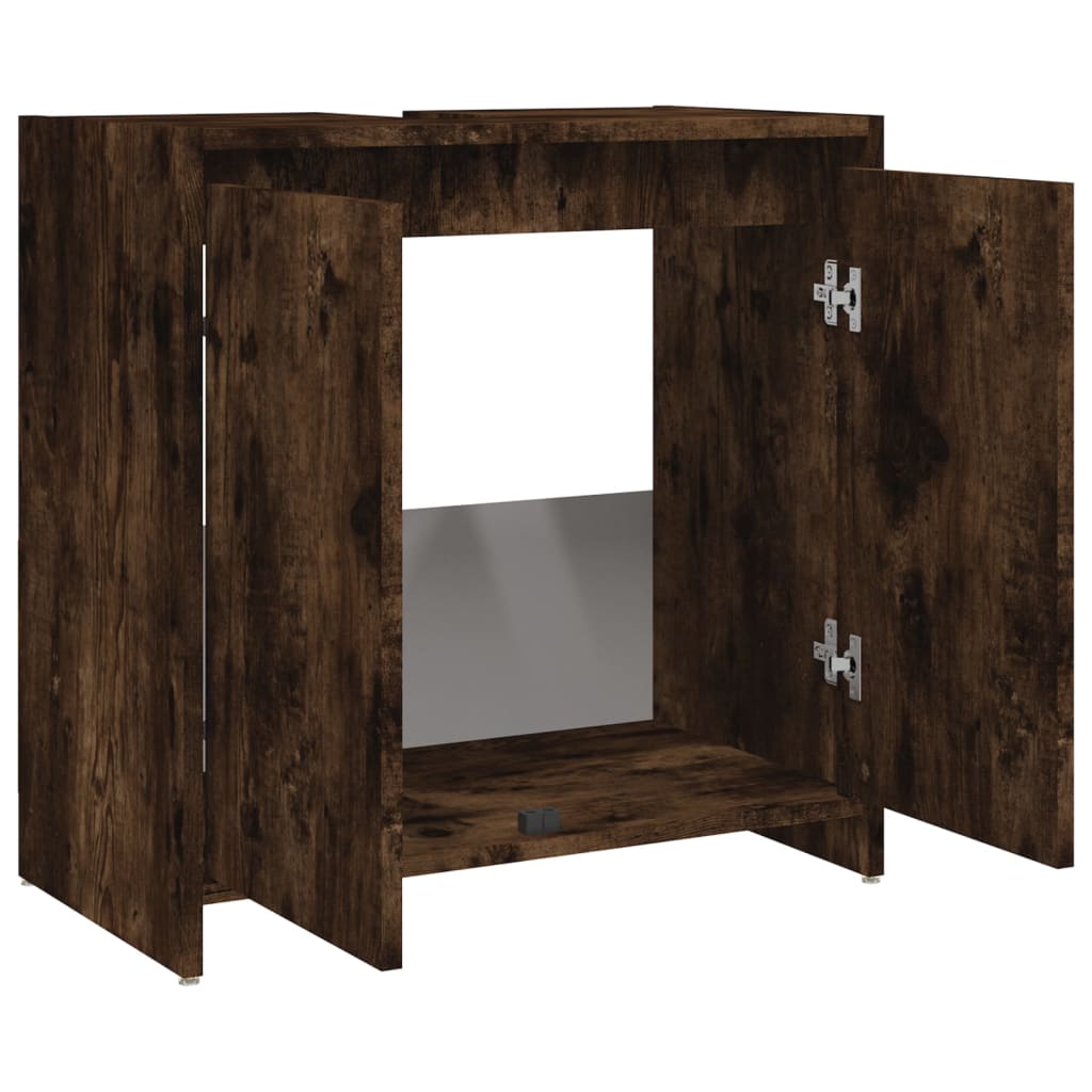 Bathroom cabinet smoked oak 60x33x61 cm made of wood material