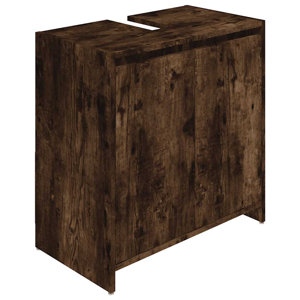 Bathroom cabinet smoked oak 60x33x61 cm made of wood material