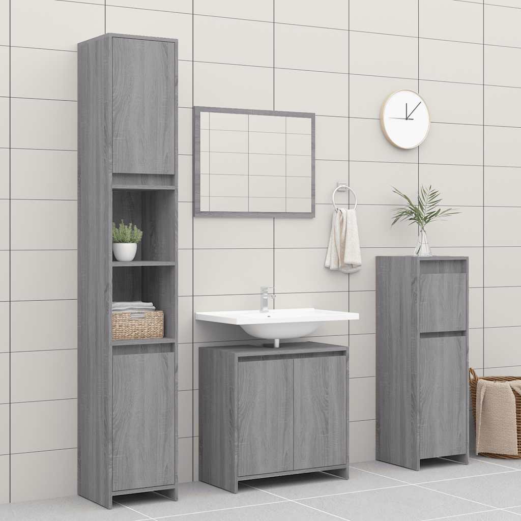 Bathroom cabinet gray Sonoma 60x33x61 cm made of wood