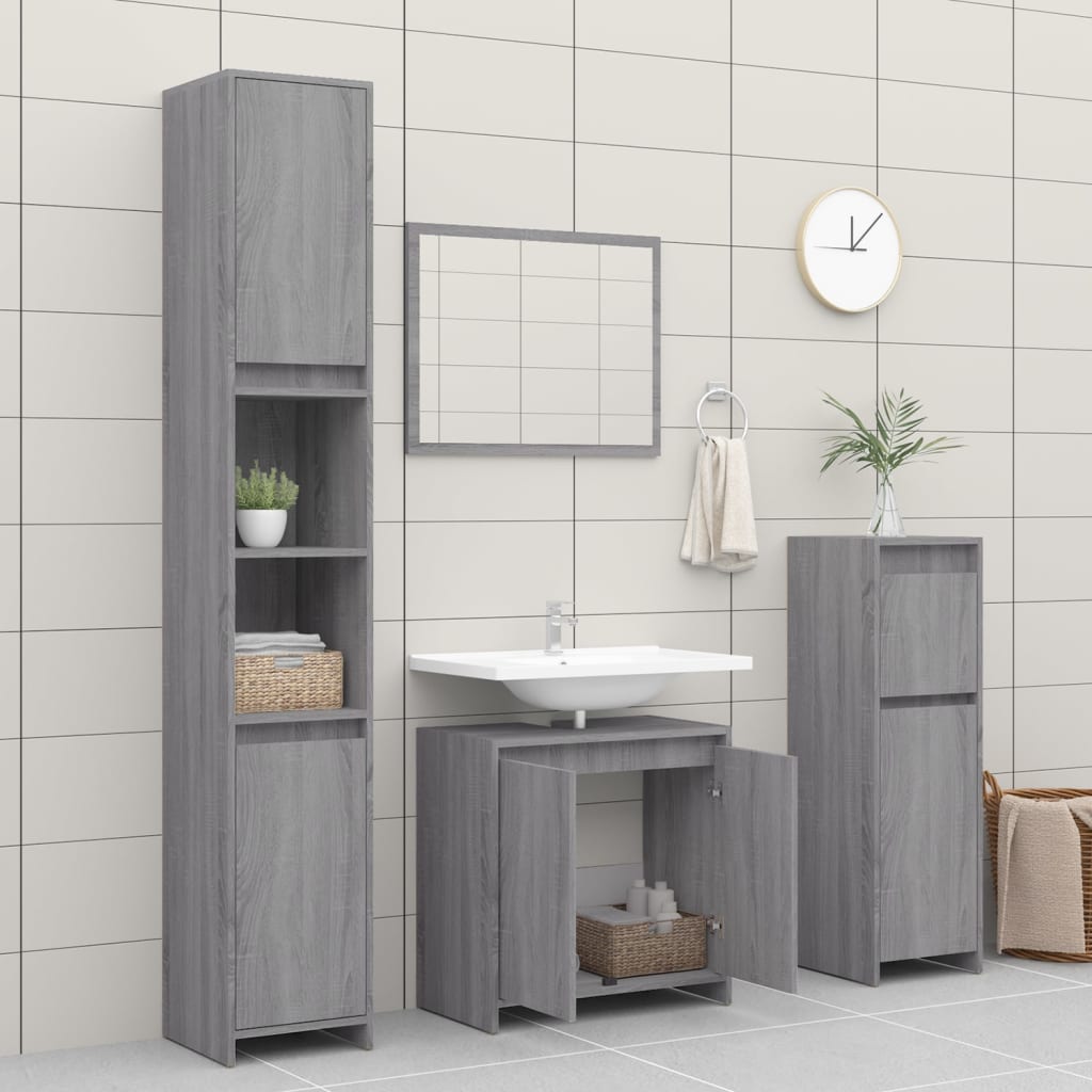 Bathroom cabinet gray Sonoma 60x33x61 cm made of wood