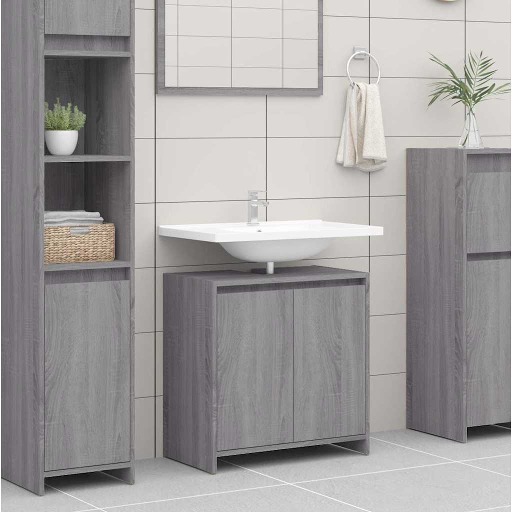 Bathroom cabinet gray Sonoma 60x33x61 cm made of wood