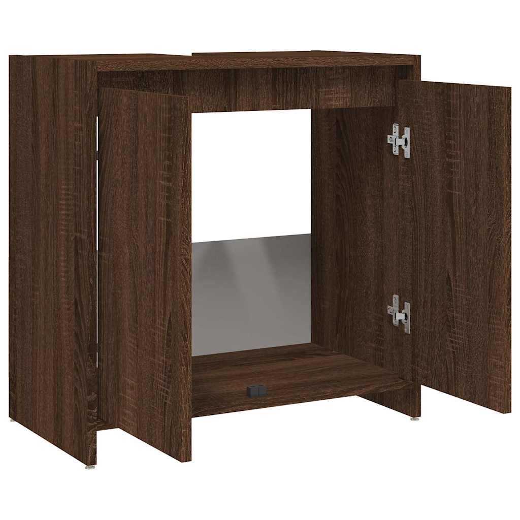 Bathroom Cabinet Brown Oak Look 60x33x61 cm Wood Material