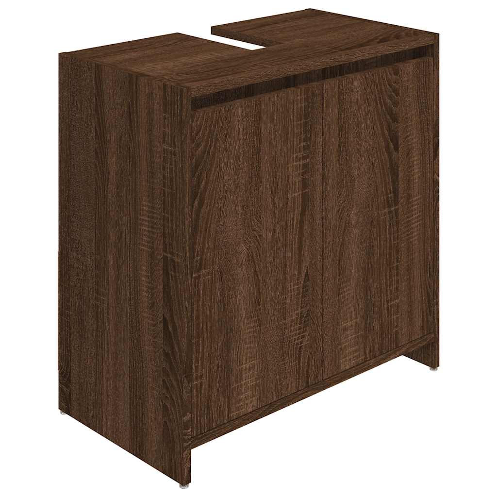 Bathroom Cabinet Brown Oak Look 60x33x61 cm Wood Material