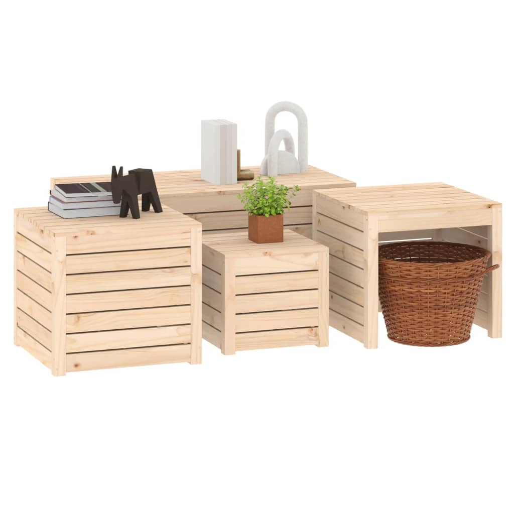 4-tlg. Gartenbox-Set Massivholz Kiefer