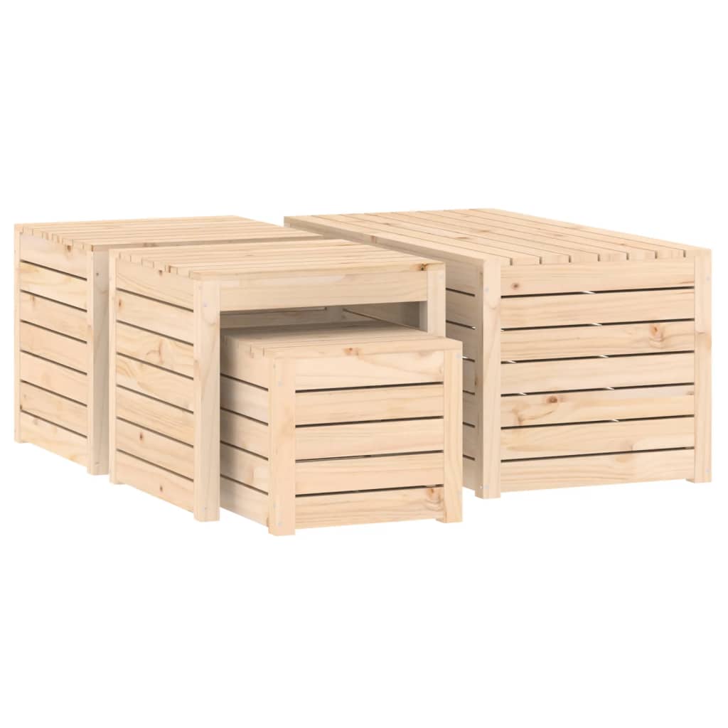 4-tlg. Gartenbox-Set Massivholz Kiefer