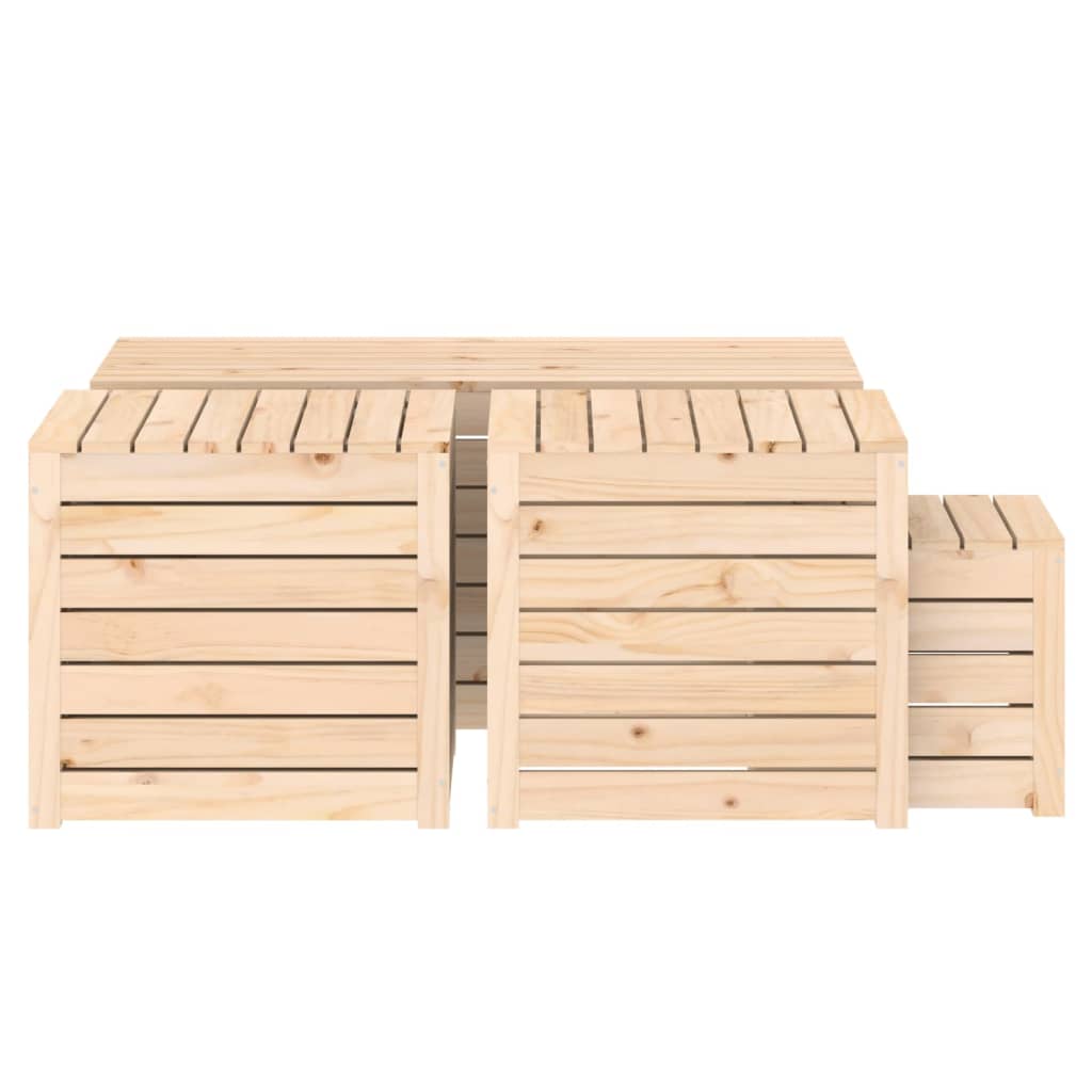 4-tlg. Gartenbox-Set Massivholz Kiefer