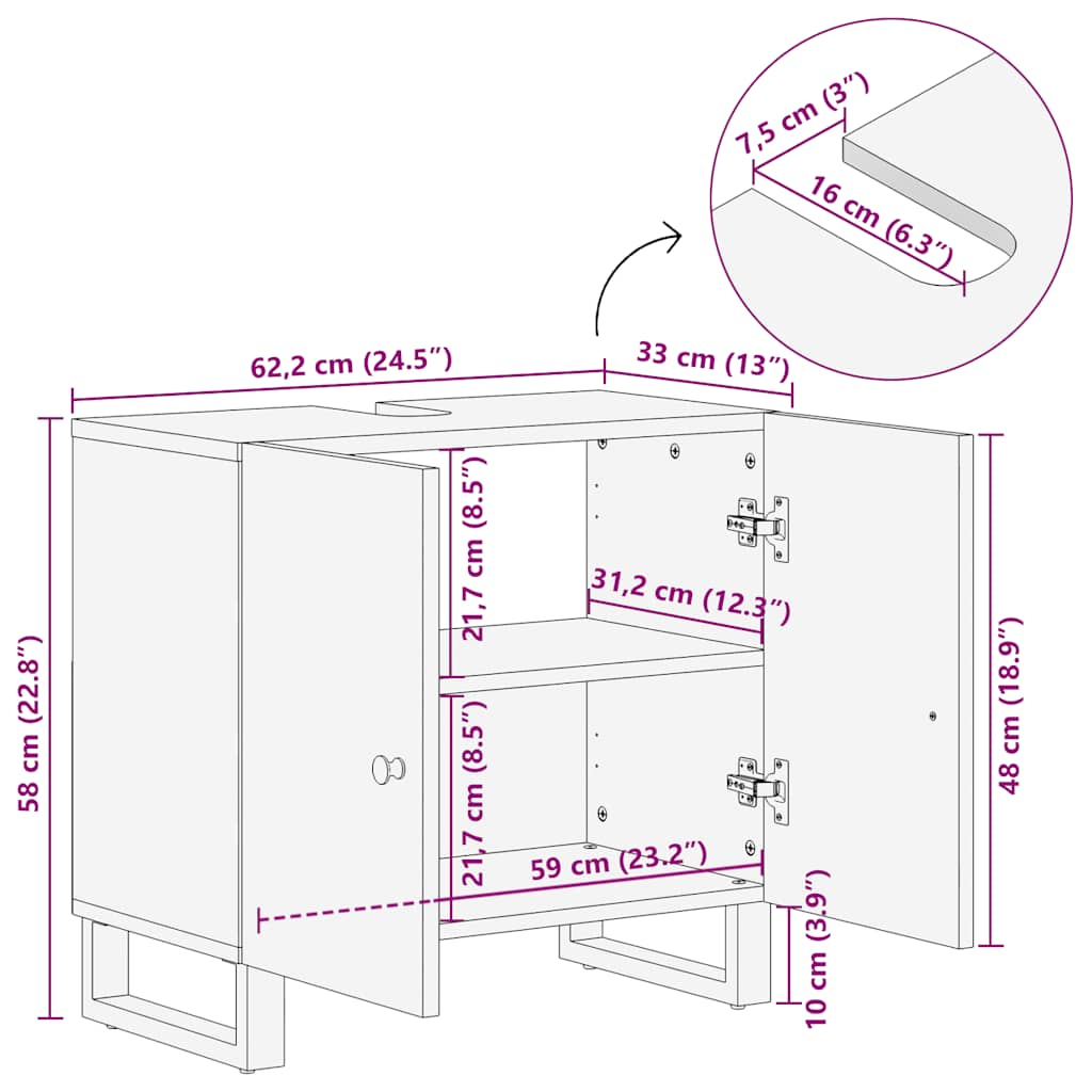 Waschbeckenunterschrank Altholz Massiv und Holzwerkstoff