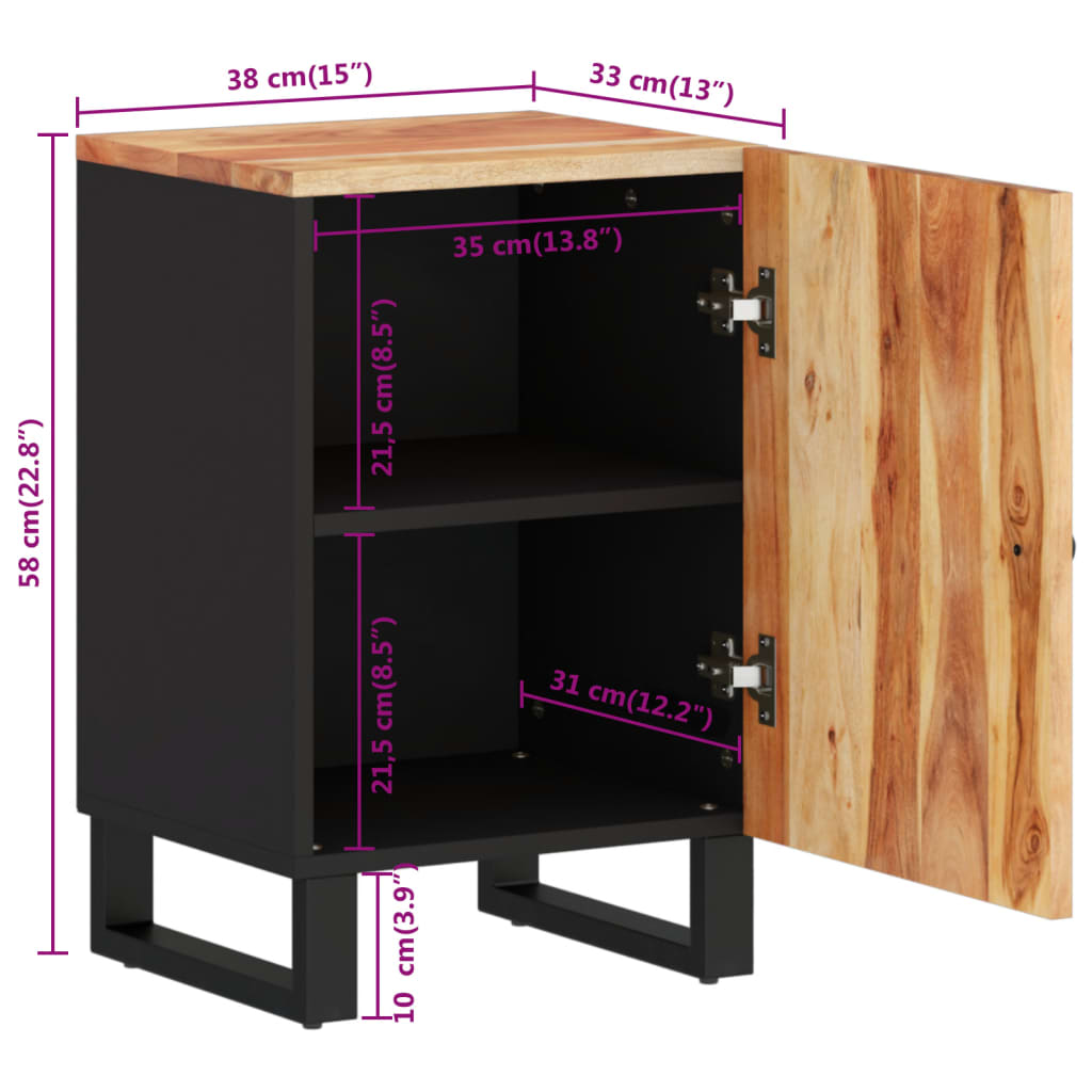 Badschrank 38x33x58 cm Massivholz Akazie