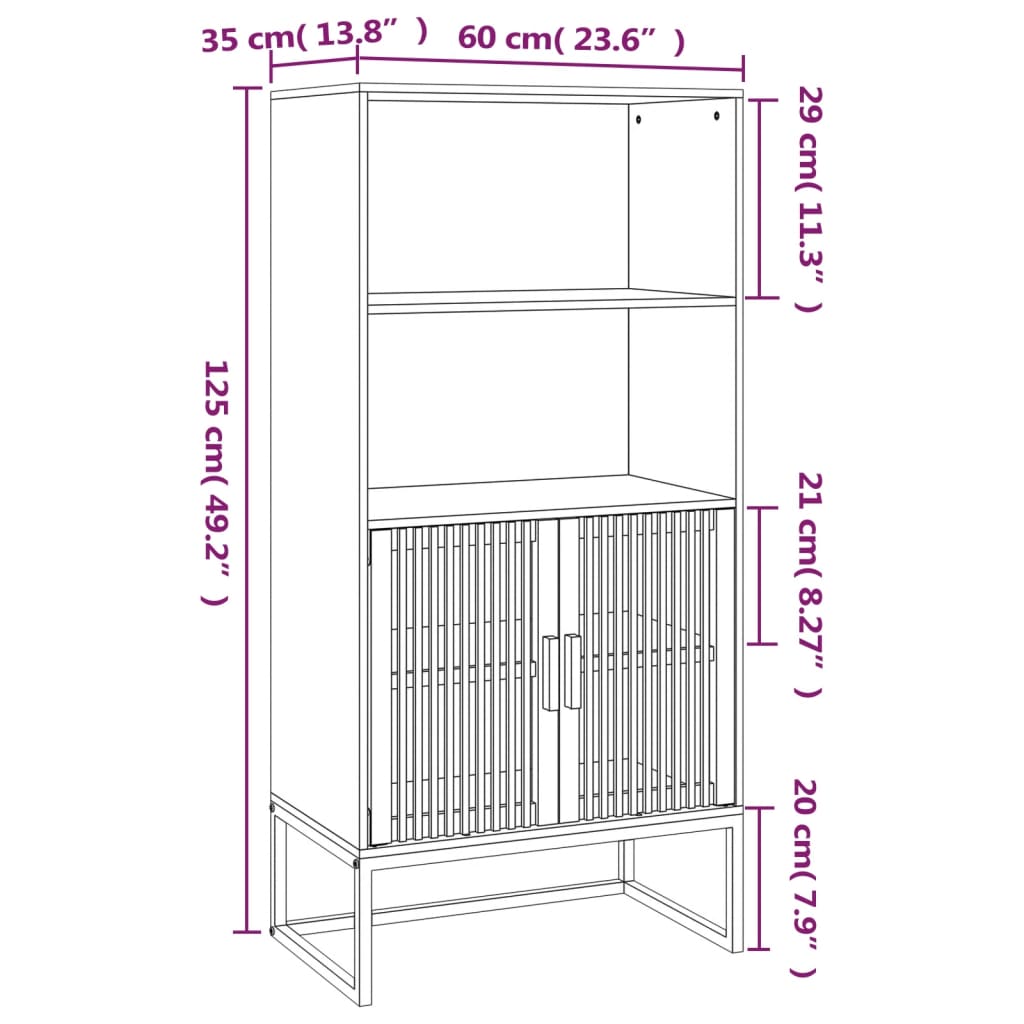 Highboard Weiß 60x35x125 cm Holzwerkstoff