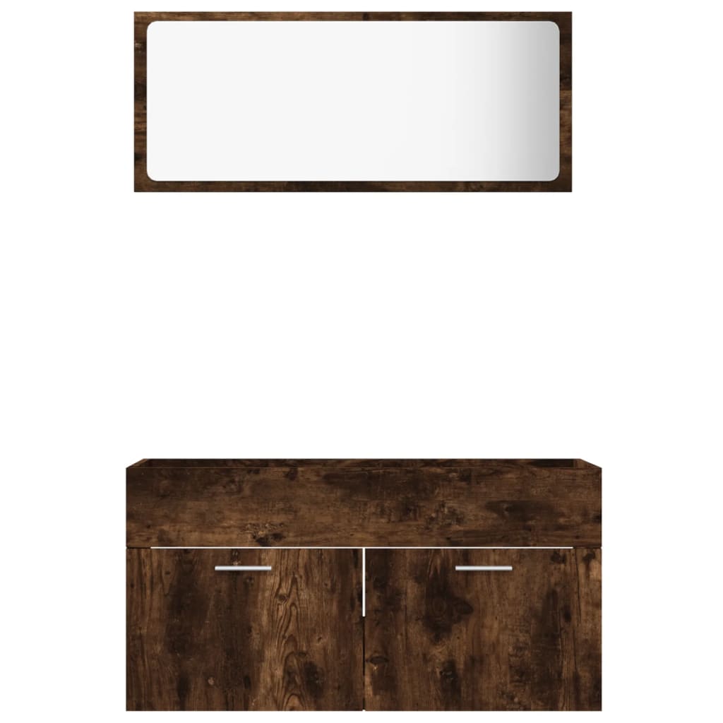 2-piece bathroom furniture set smoked oak wood material