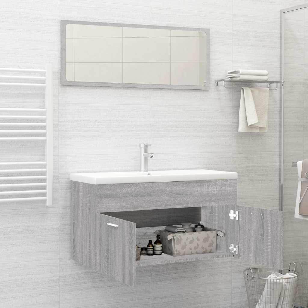 2-piece bathroom furniture set gray Sonoma wood material