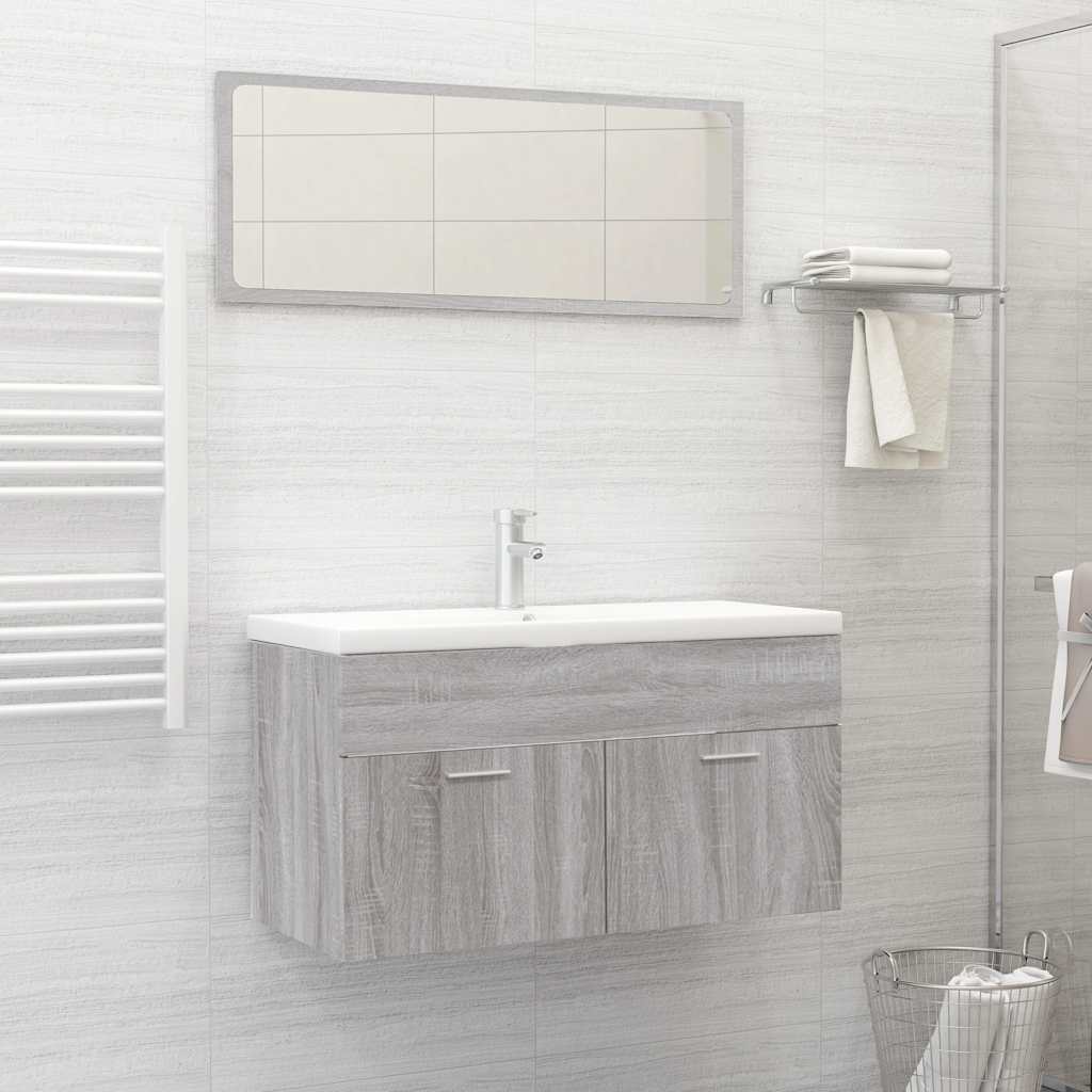 2-piece bathroom furniture set gray Sonoma wood material