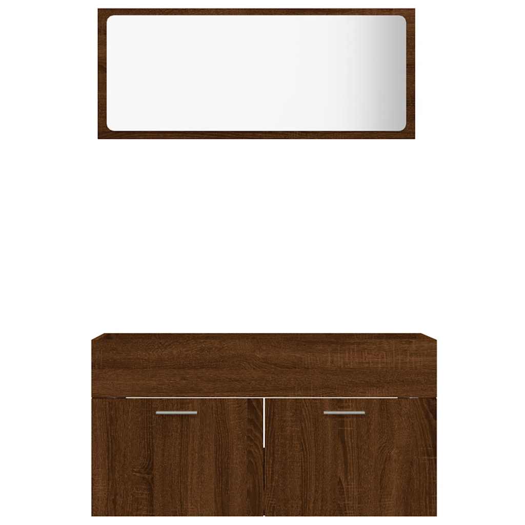 2-piece bathroom furniture set brown oak look wood material