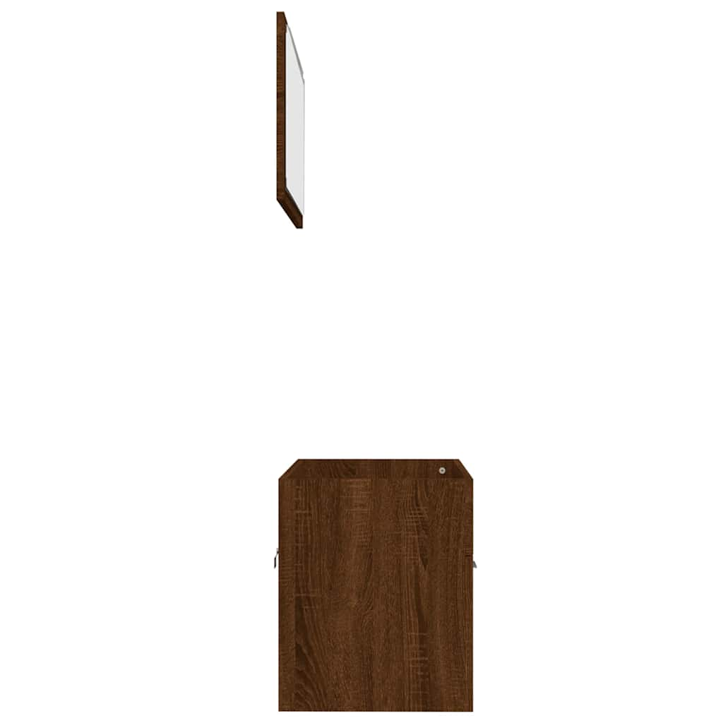 2-piece bathroom furniture set brown oak look wood material