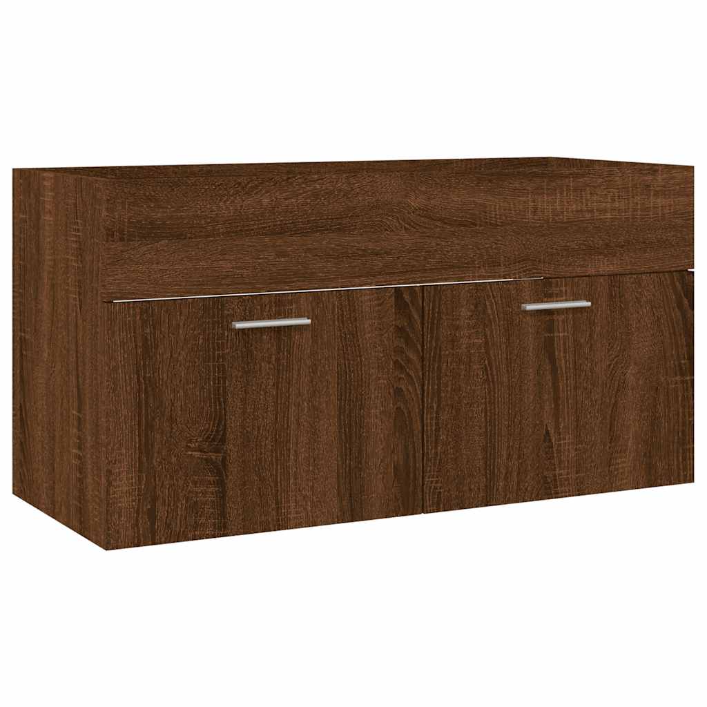 2-piece bathroom furniture set brown oak look wood material