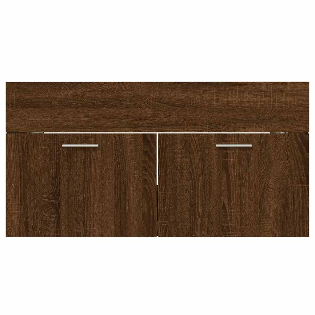 2-piece bathroom furniture set brown oak look wood material