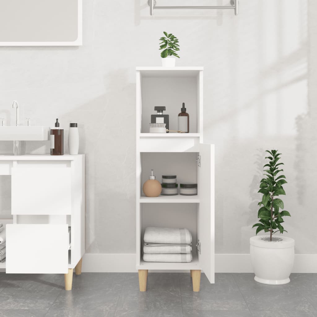 Bathroom Cabinet White 30x30x100 cm Wood Material