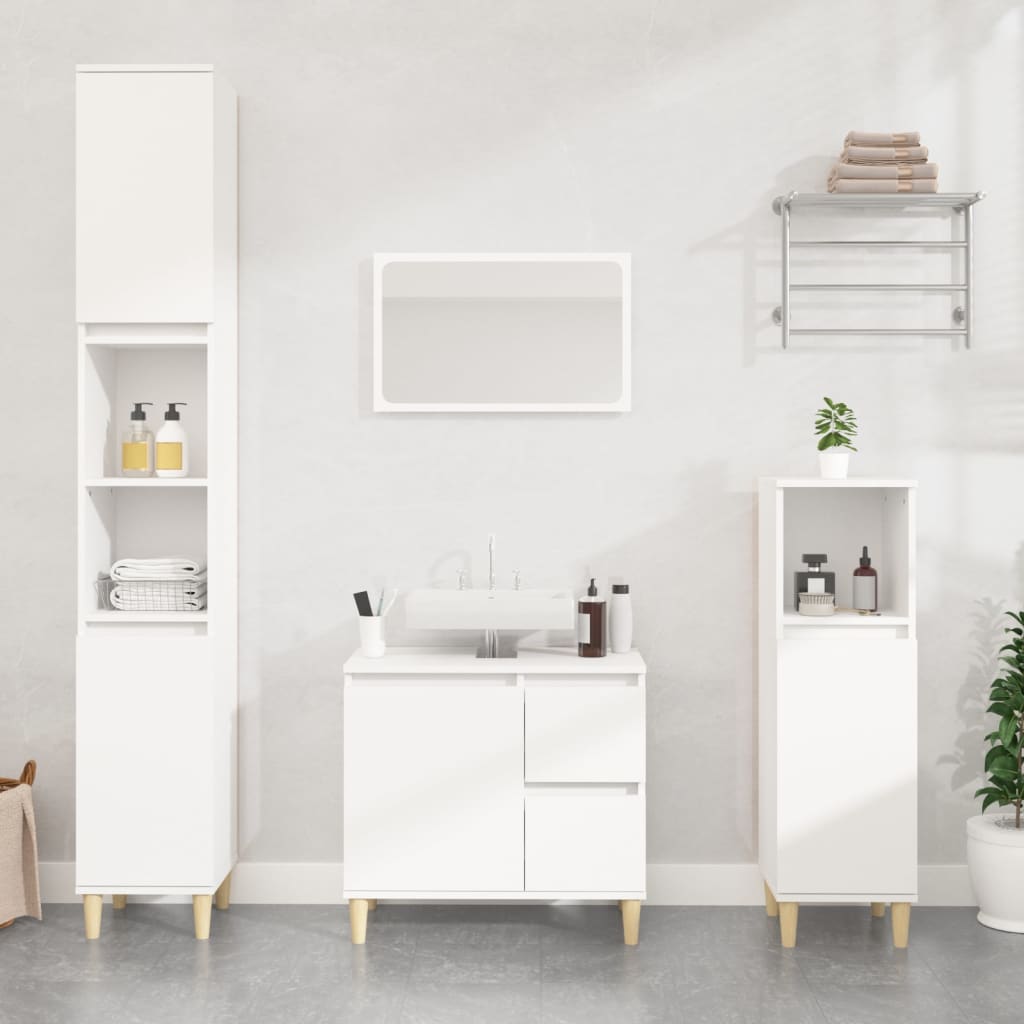 Bathroom Cabinet White 30x30x100 cm Wood Material