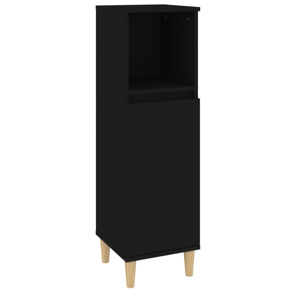 Bathroom Cabinet Black 30x30x100 cm Wood Material