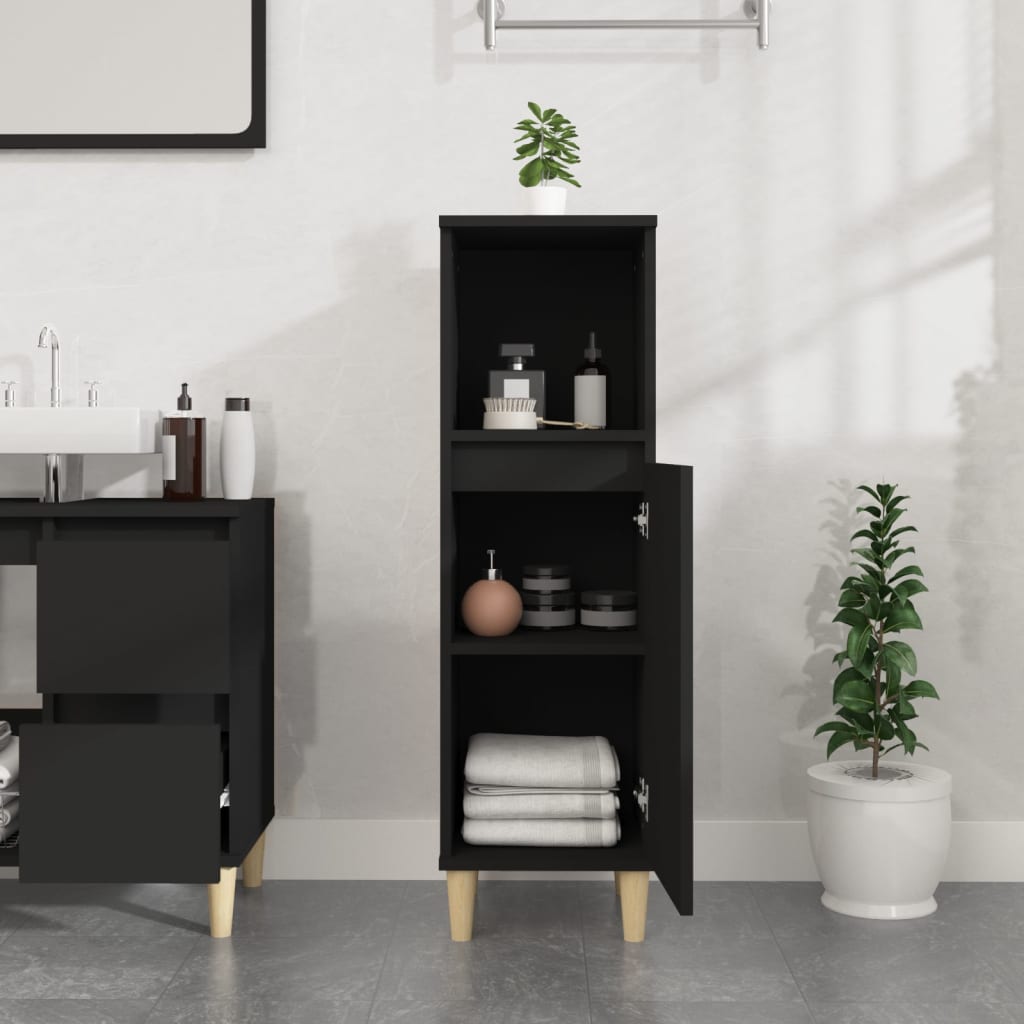 Bathroom Cabinet Black 30x30x100 cm Wood Material