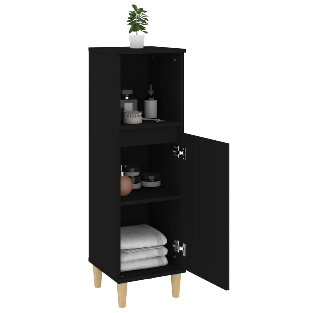 Bathroom Cabinet Black 30x30x100 cm Wood Material