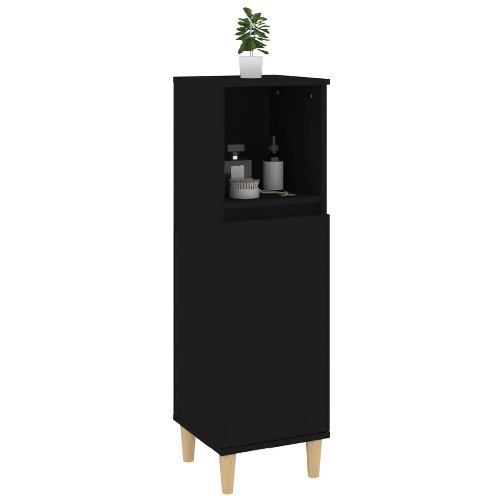 Bathroom Cabinet Black 30x30x100 cm Wood Material