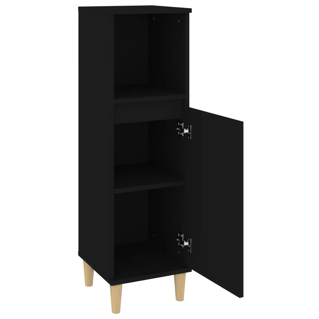 Bathroom Cabinet Black 30x30x100 cm Wood Material