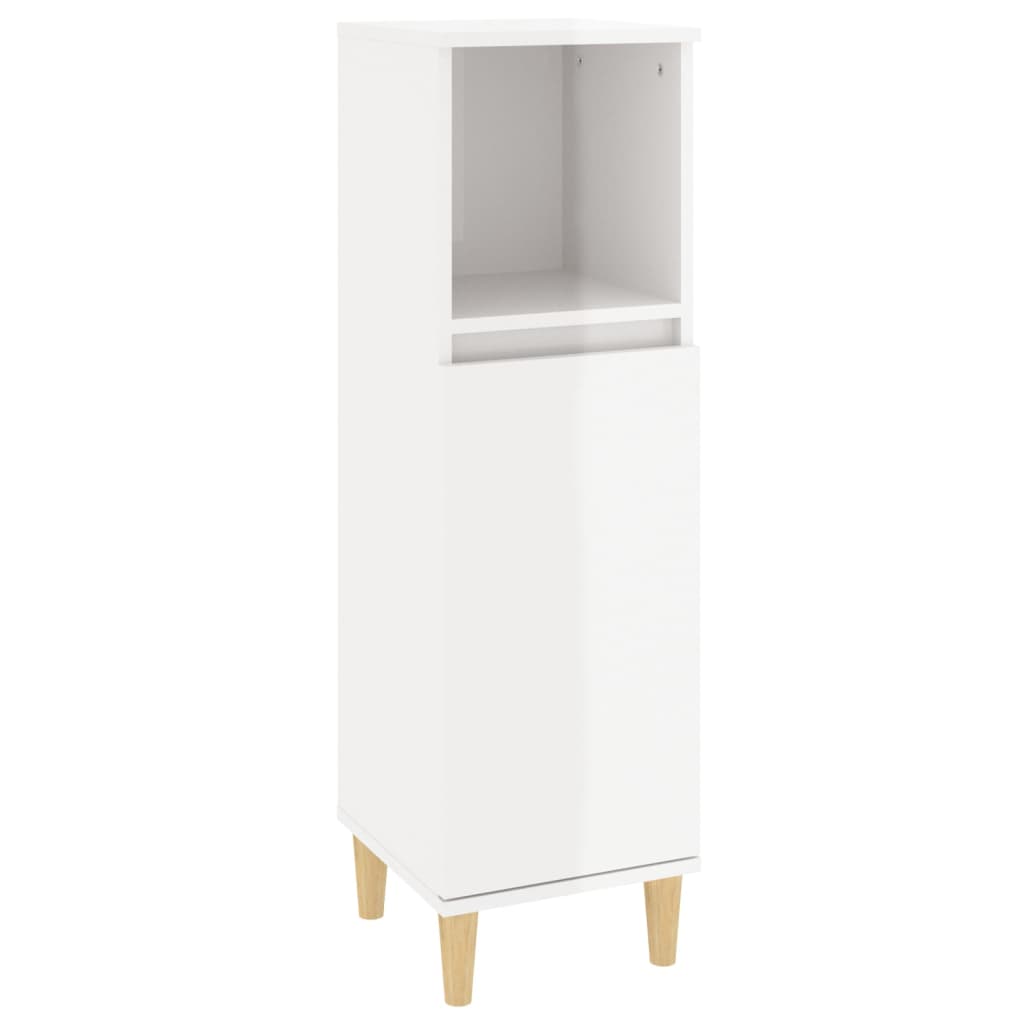 Bathroom Cabinet High Gloss White 30x30x100 cm Wood Material