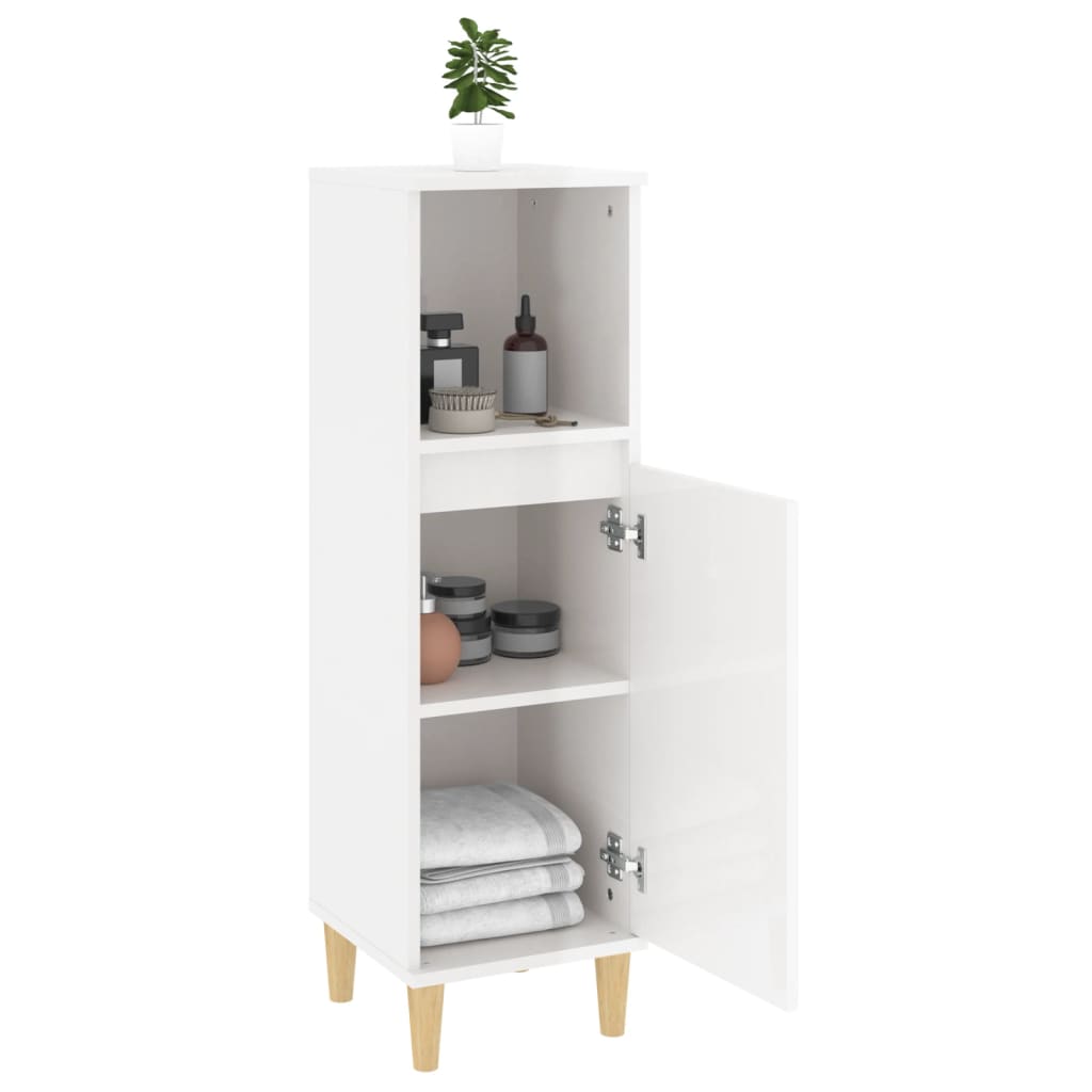 Badschrank Hochglanz-Weiß 30x30x100 cm Holzwerkstoff