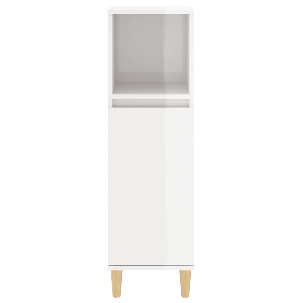 Bathroom Cabinet High Gloss White 30x30x100 cm Wood Material