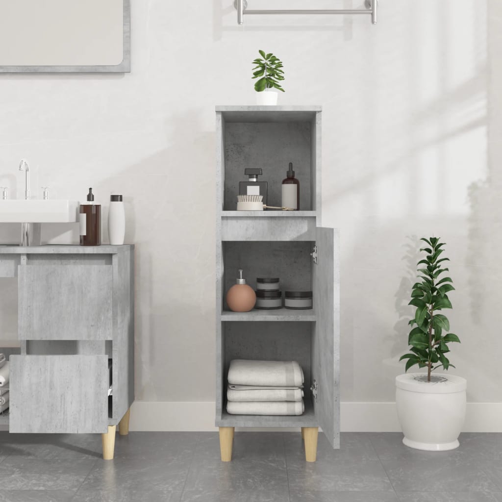 Bathroom cabinet concrete gray 30x30x100 cm made of wood