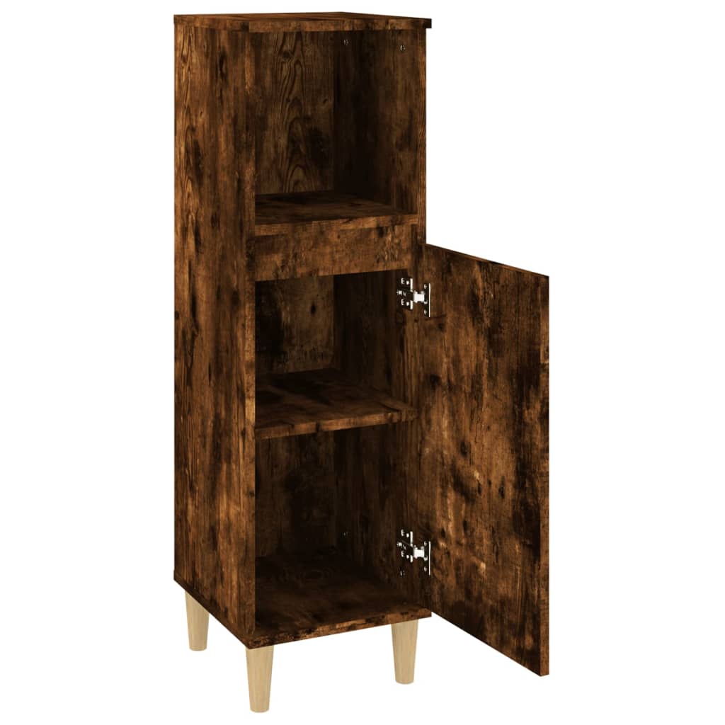 Bathroom Cabinet Smoked Oak 30x30x100 cm Wood Material