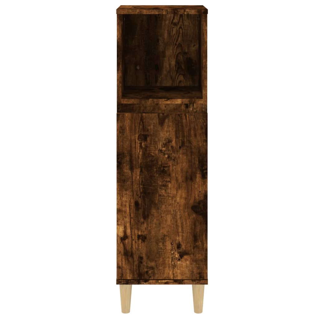 Bathroom Cabinet Smoked Oak 30x30x100 cm Wood Material