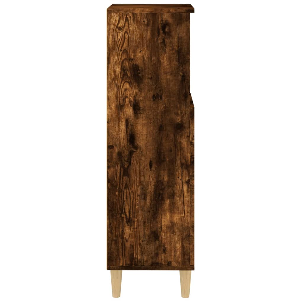 Bathroom Cabinet Smoked Oak 30x30x100 cm Wood Material