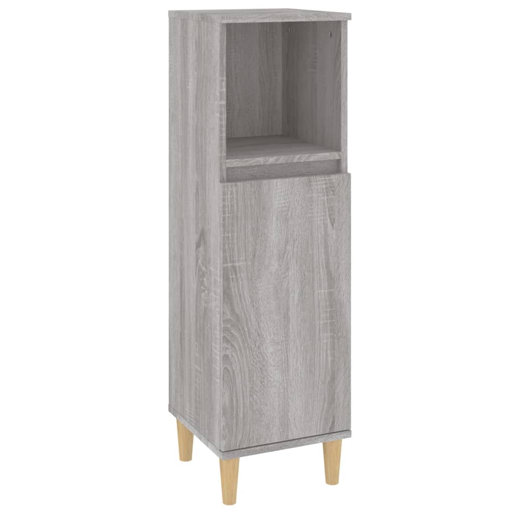 Bathroom Cabinet Gray Sonoma 30x30x100 cm Wood Material