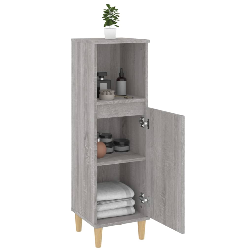 Bathroom Cabinet Gray Sonoma 30x30x100 cm Wood Material