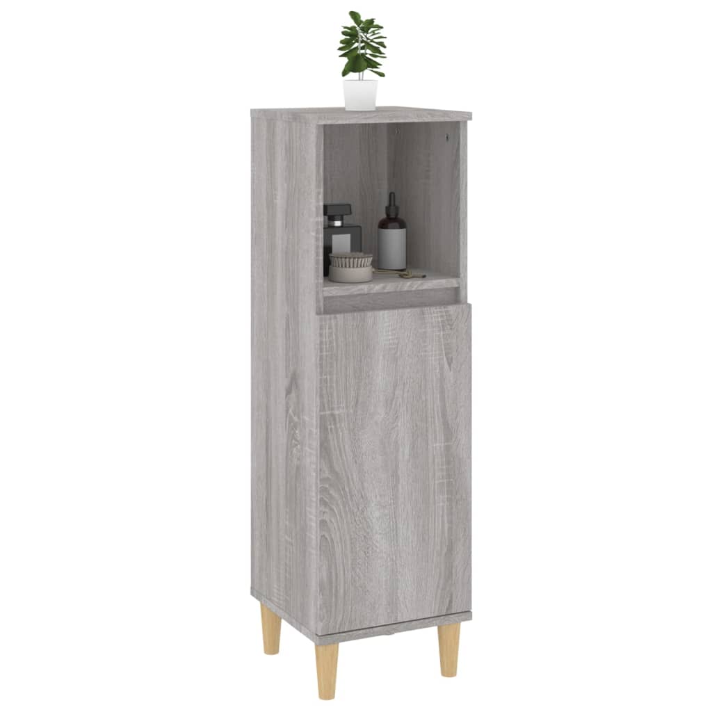 Bathroom Cabinet Gray Sonoma 30x30x100 cm Wood Material