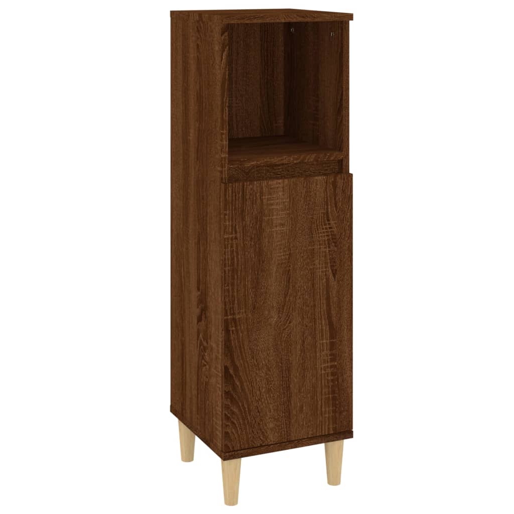 Badschrank Braun Eichen-Optik 30x30x100 cm Holzwerkstoff