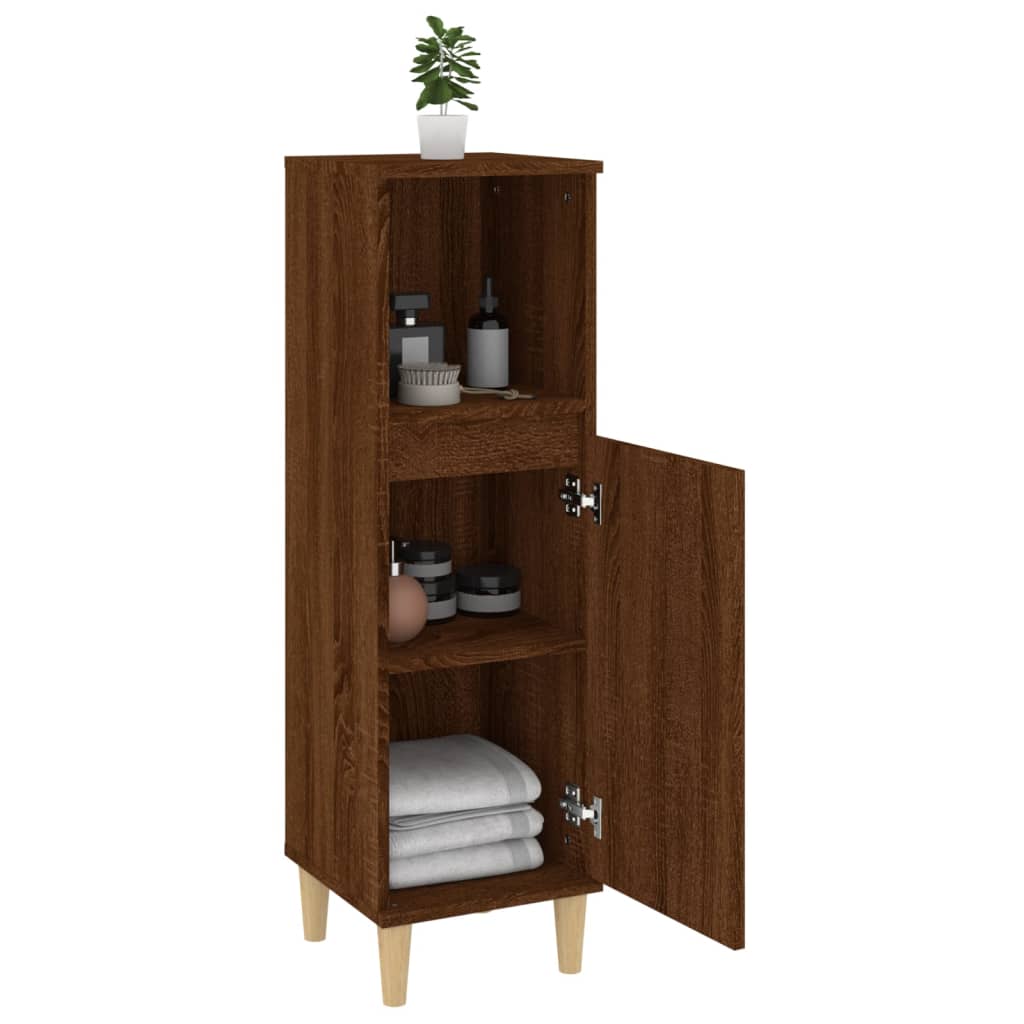 Bathroom Cabinet Brown Oak Look 30x30x100 cm Wood Material