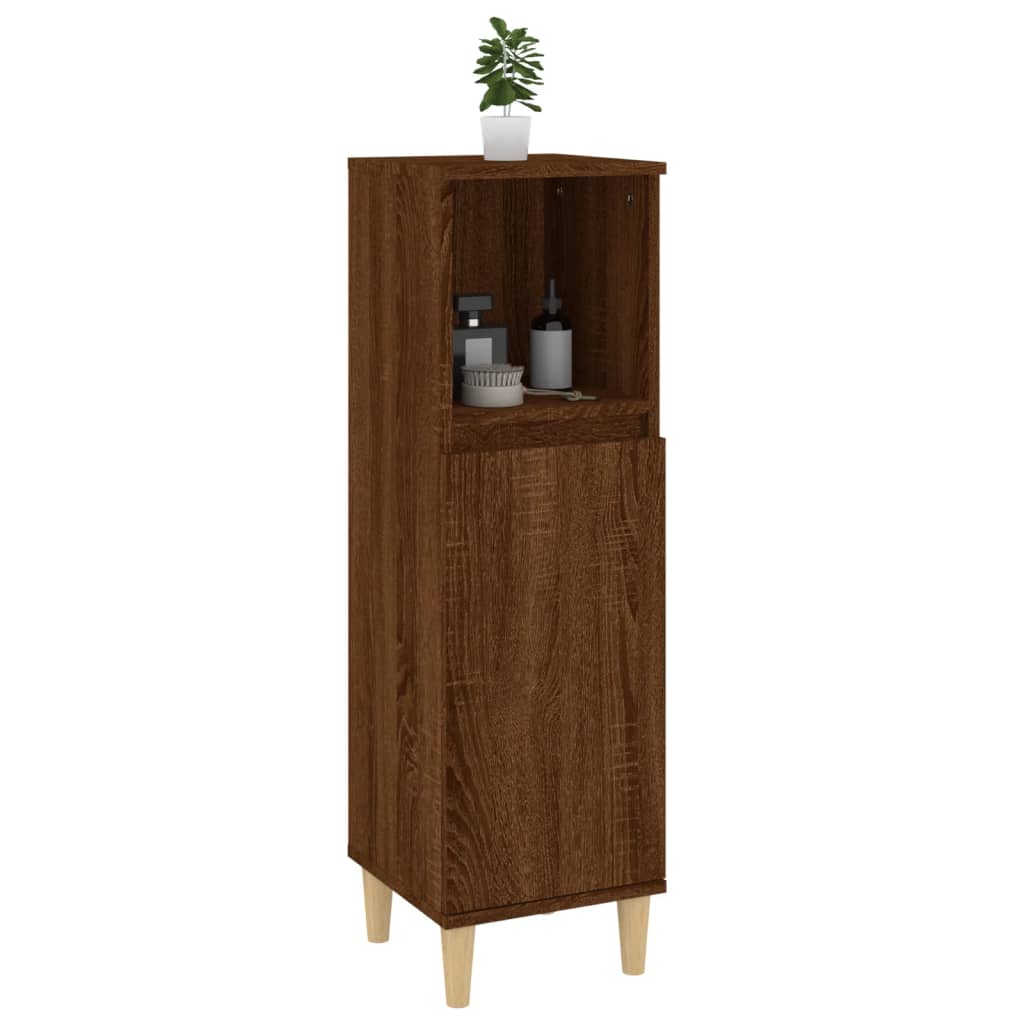 Bathroom Cabinet Brown Oak Look 30x30x100 cm Wood Material