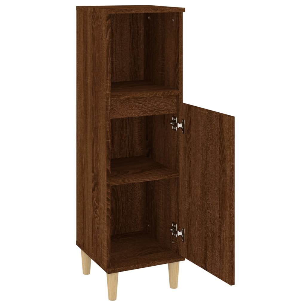 Bathroom Cabinet Brown Oak Look 30x30x100 cm Wood Material