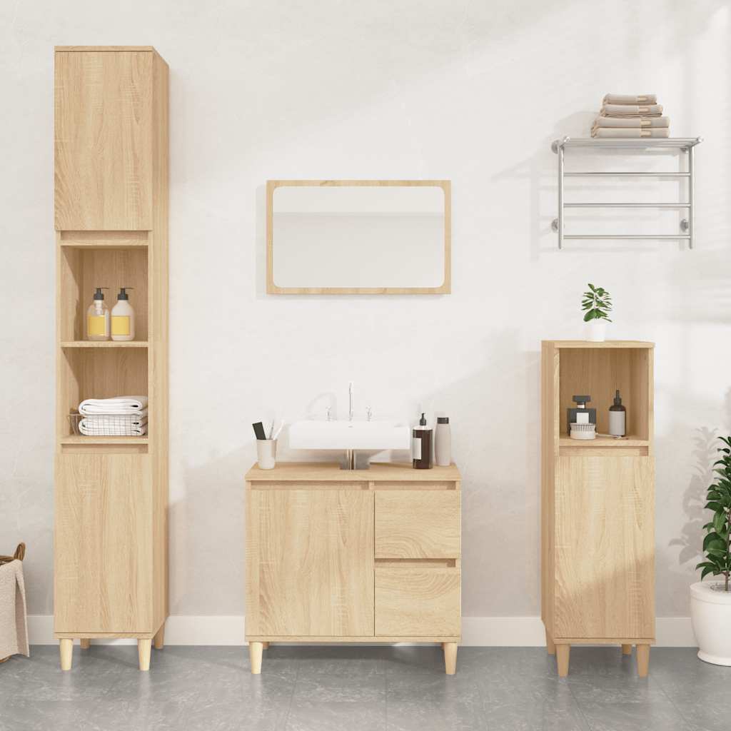 Bathroom Cabinet Sonoma Oak 65x33x60 cm Wood Material