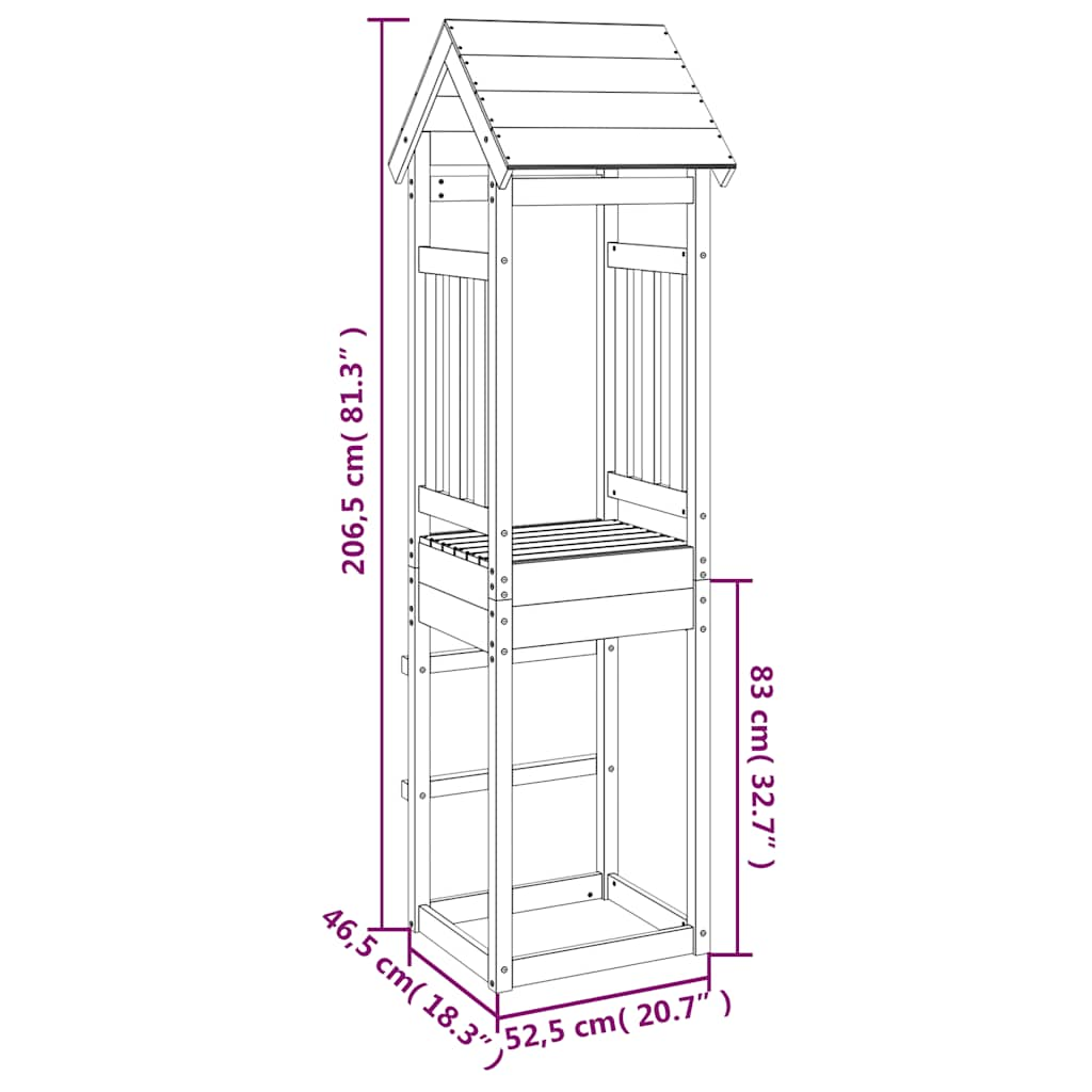 Play tower 52.5x46.5x206.5 cm solid wood Douglas fir