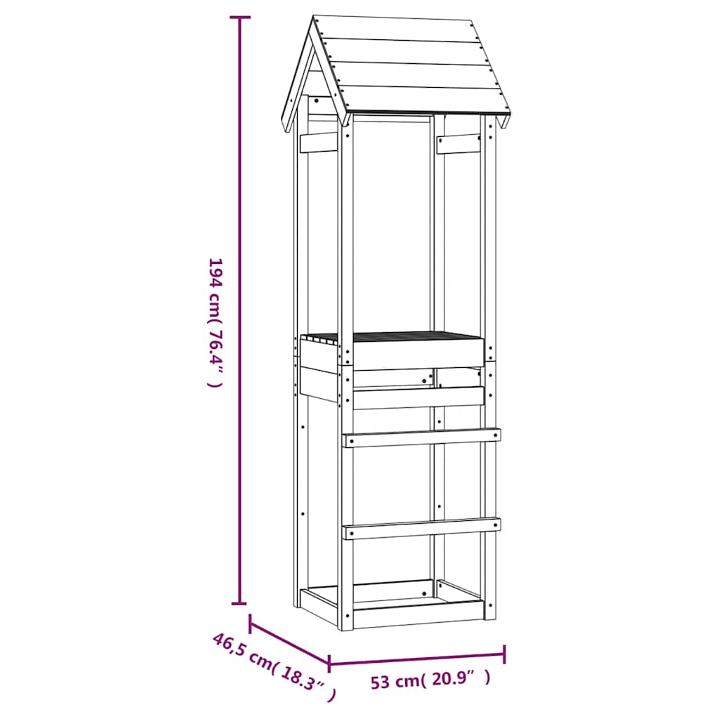 Spielturm 53x46,5x194 cm Massivholz Douglasie